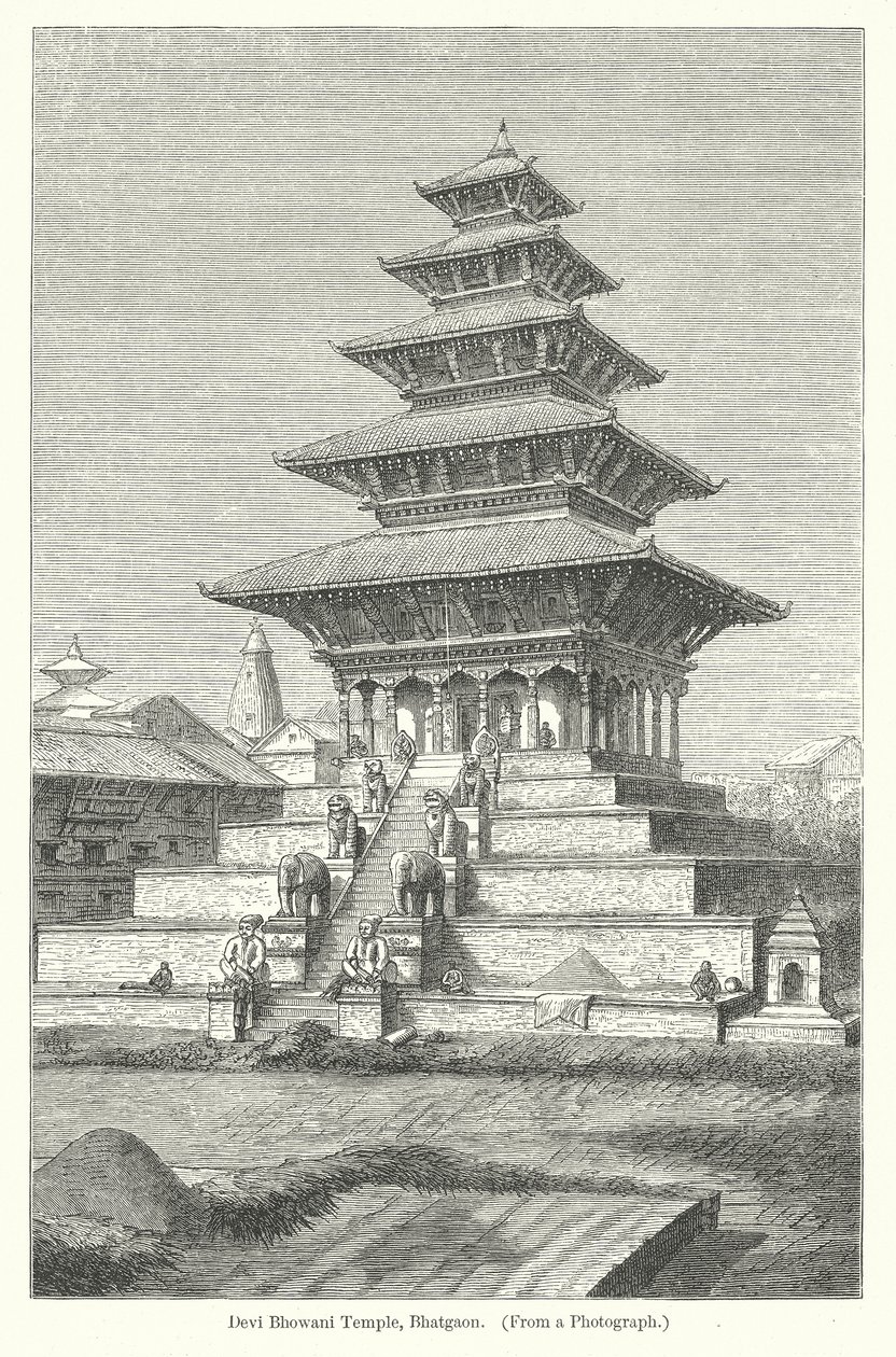 Devi Bhowani Tapınağı, Bhatgaon (gravür) by English School