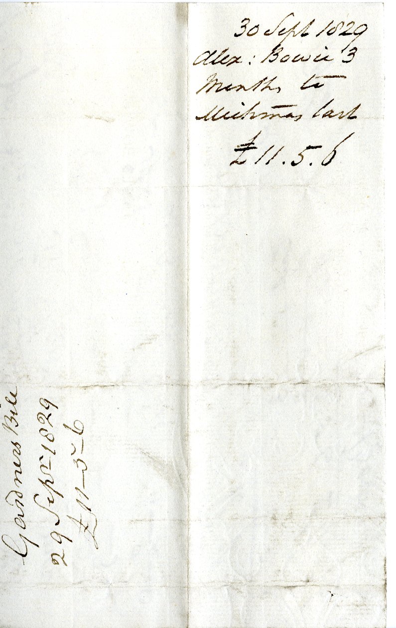 Devonshire MSS AS 3101, Pinder Simpson tarafından Lord George Cavendish için kapatılan bir bono paketinden, Alexander Bowie