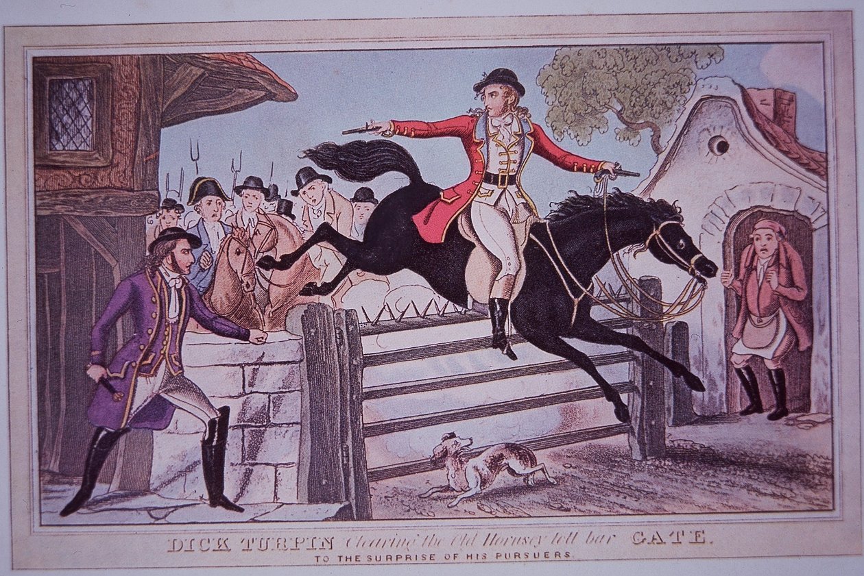 Dick Turpin, Hornsey gişe kapısından atıyla Black Bess