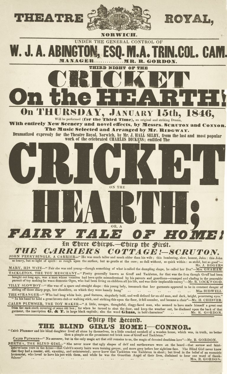 Dickens oyun ilanı: Theatre Royal