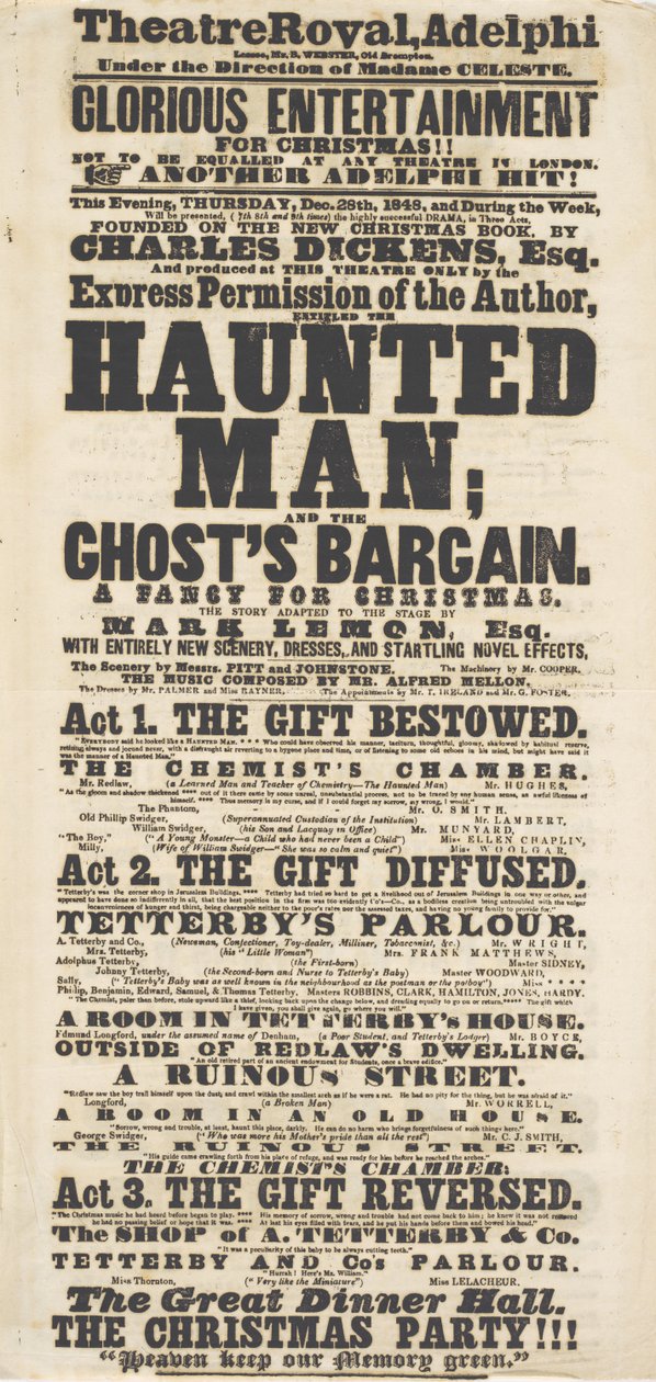 Dickens playbill: Perili Adam, Adelphi Theatre Royal