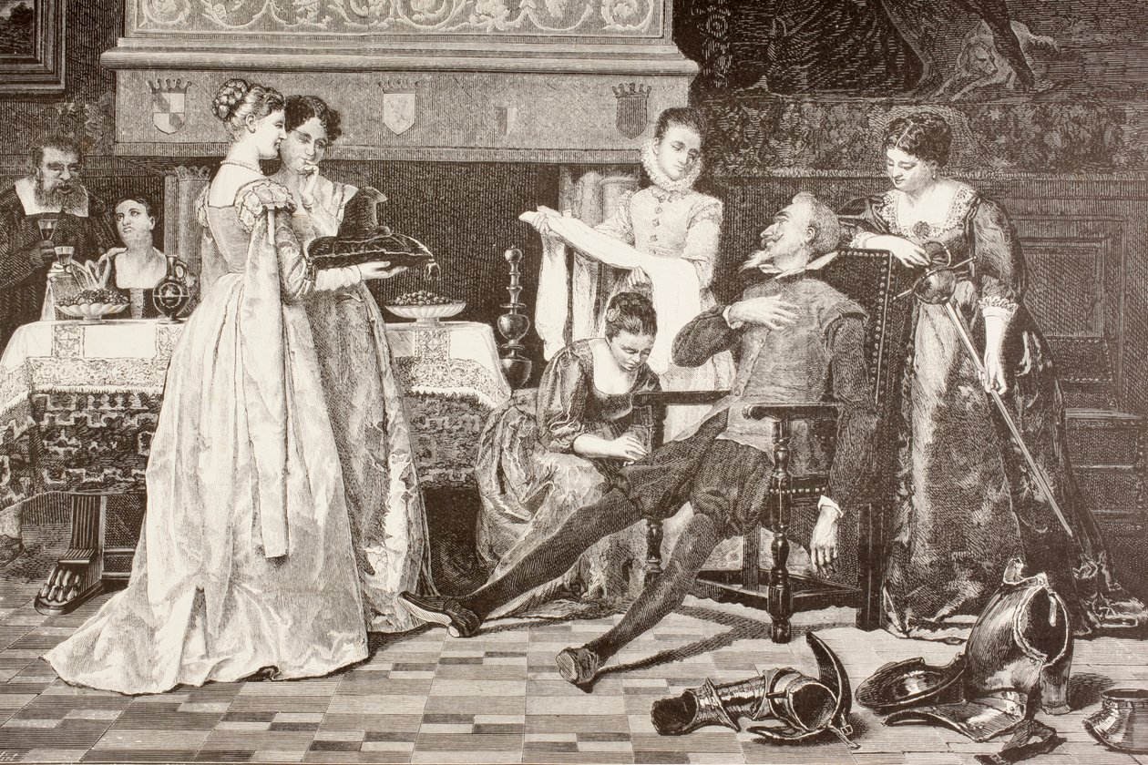 Don Kişot Dük ve Düşes'in evinde (litho) by English School