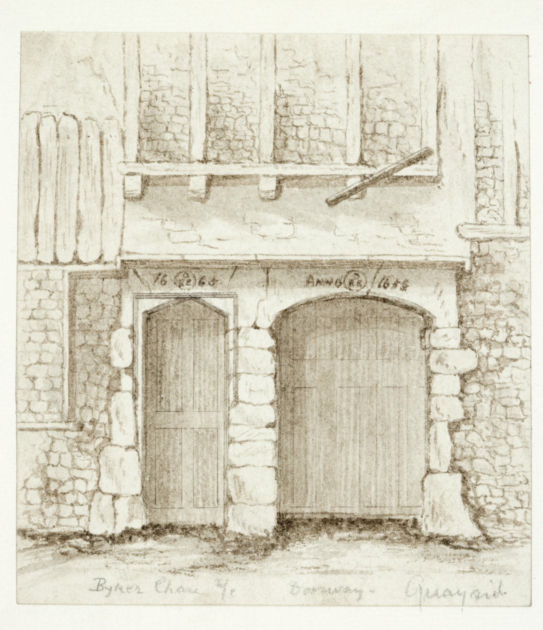 Doorway, Byker Chase, Quayside, Newcastle (kağıt üzerine sepya mürekkebi) by English School
