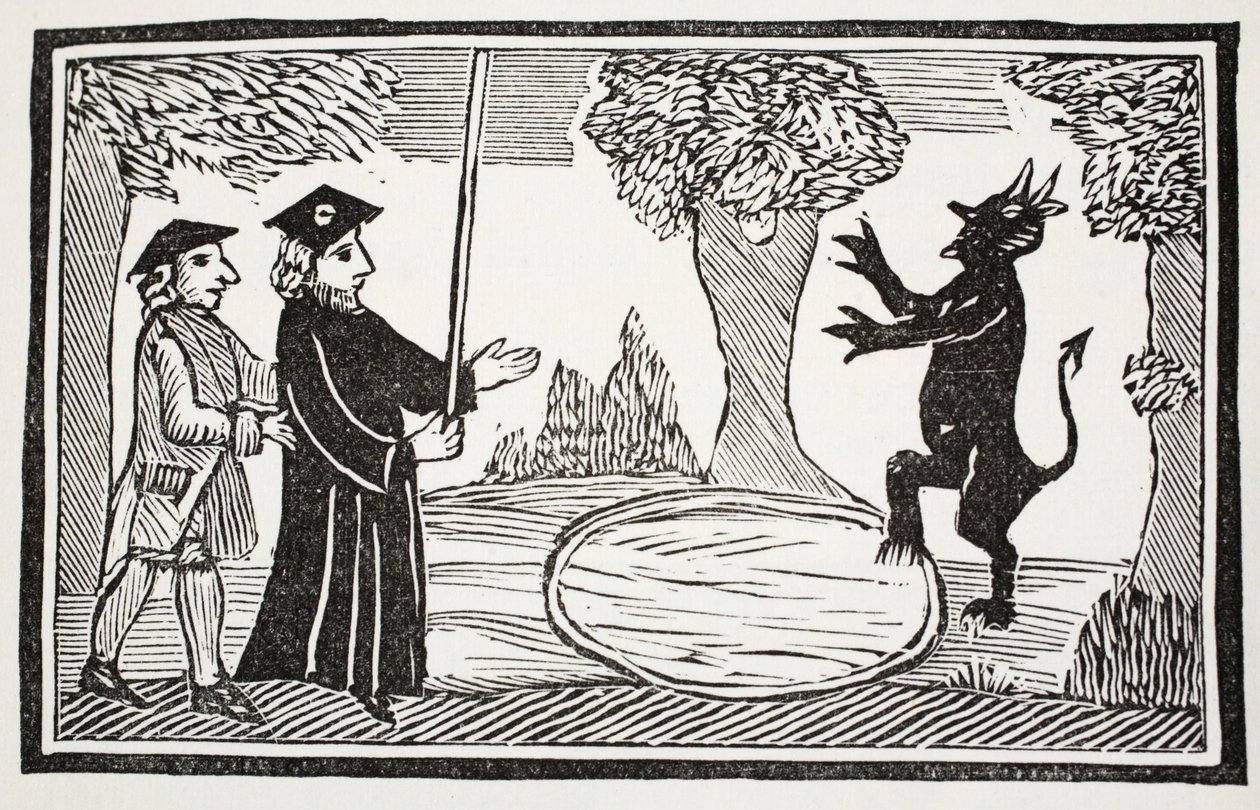 Dr. Faustus Şeytanı Yükseltiyor, John Ashton tarafından yazılan Onsekizinci Yüzyılın Chap-kitaplarından bir örnek, pub. 1882 by English School