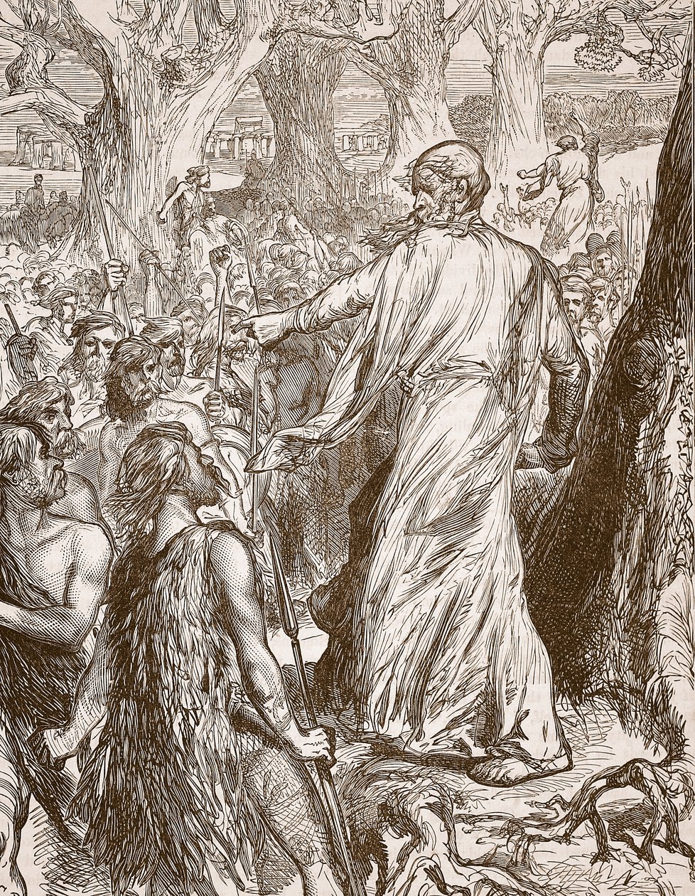 Britanyalıları Romalıların karaya çıkmasına karşı çıkmaya teşvik eden Druidler, Cassells Illustrated History of England