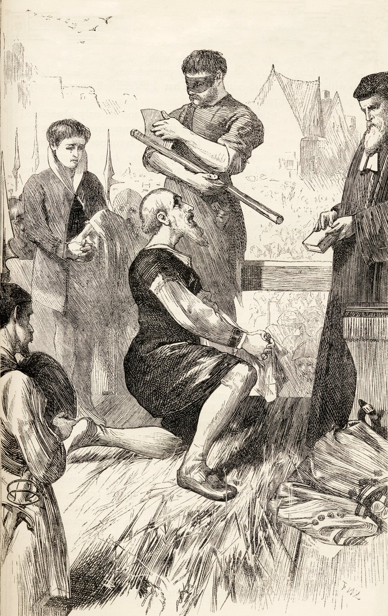 Edward Seymour, idamını bekleyen iskelede, c.1865 (ahşap oyma) by English School
