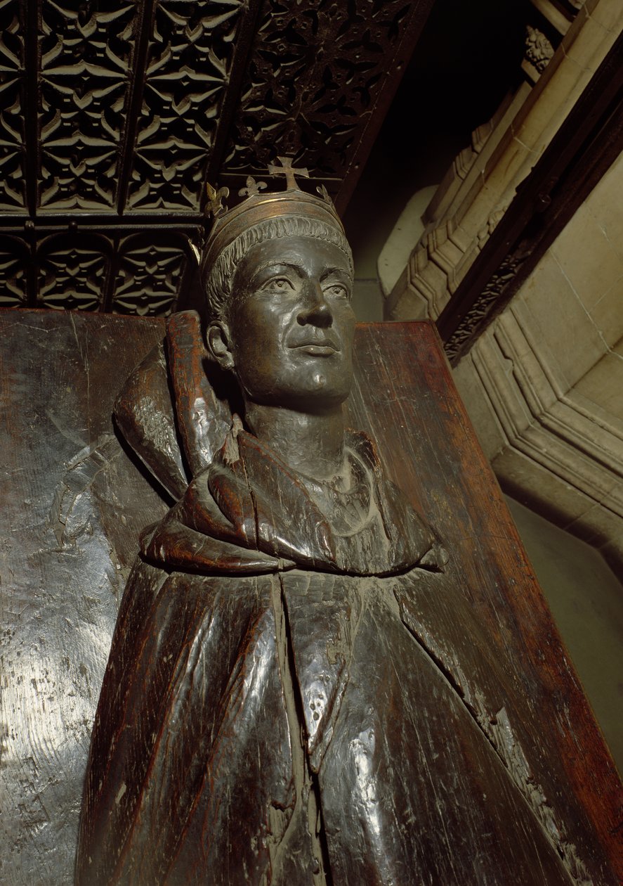Henry V (1387-1422) heykeli (meşe ve polyester reçine) by English School