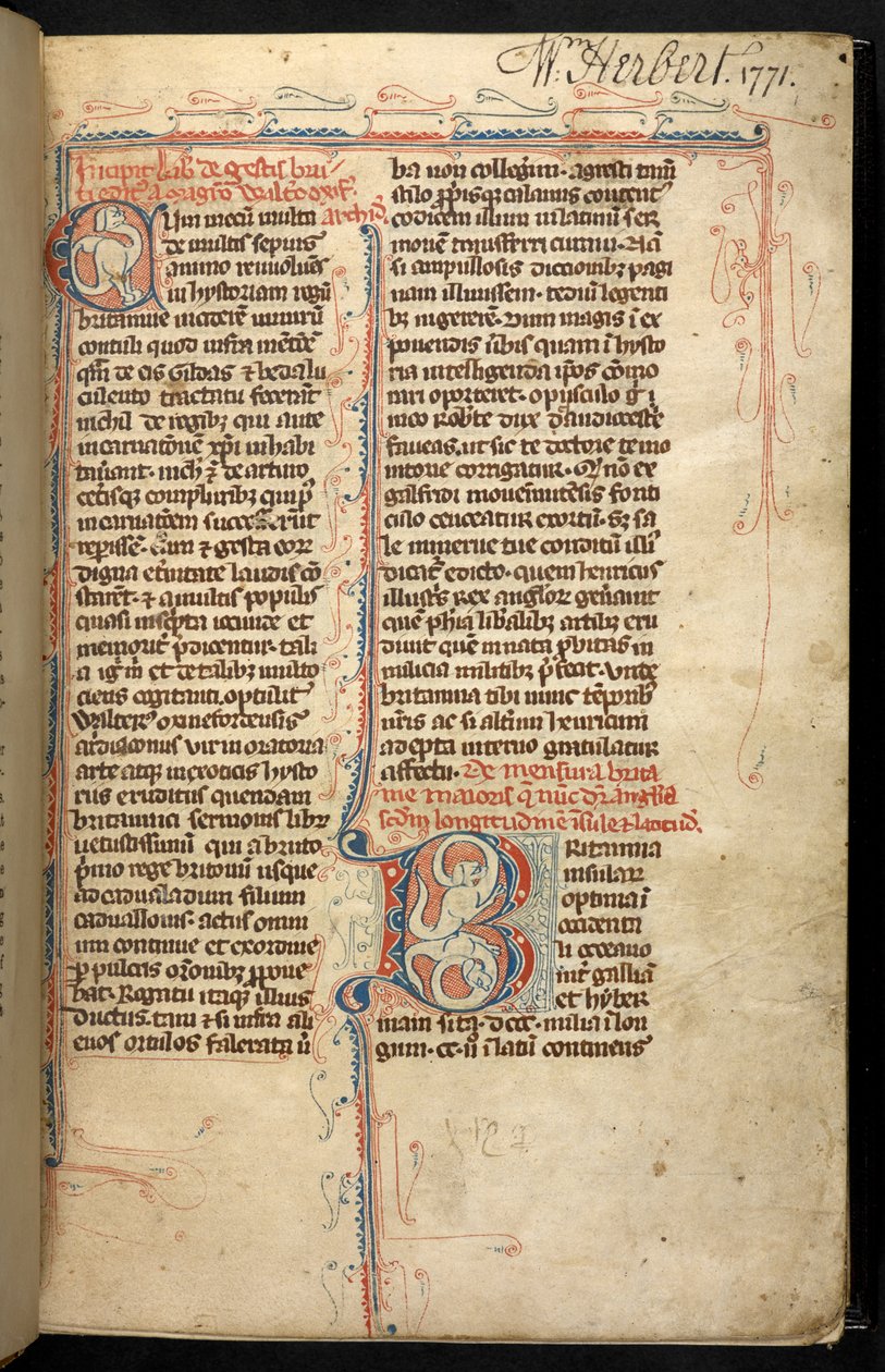 Egerton 3142, f.1r, Işıklı baş harfi 