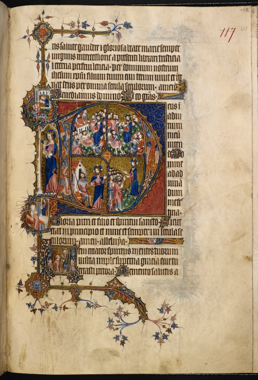 Egerton MS 3277, f.123r, Psalter and Hours'tan ('Bohun Psalter') (parşömen); by English School