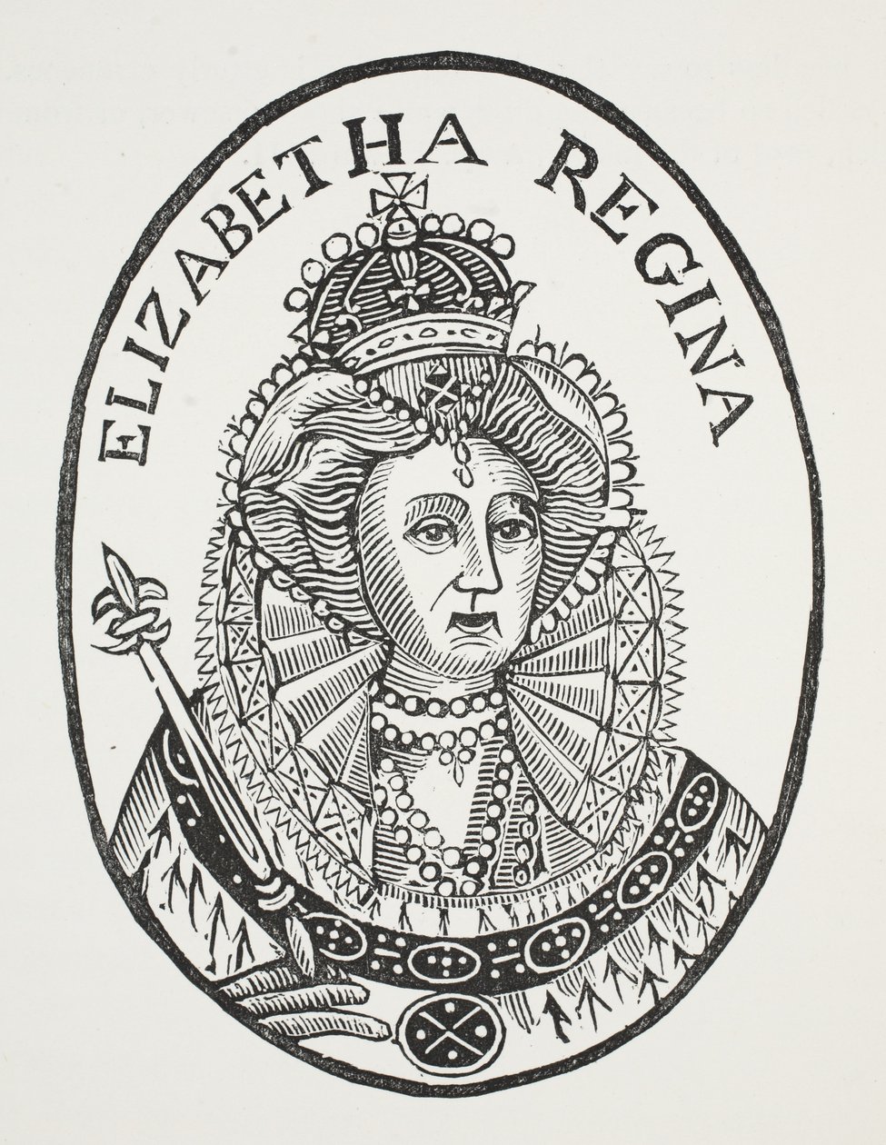 Elizabeth Regina, John Ashton tarafından yazılan Onsekizinci Yüzyılın Bölüm kitaplarından bir örnek, pub. 1882 by English School