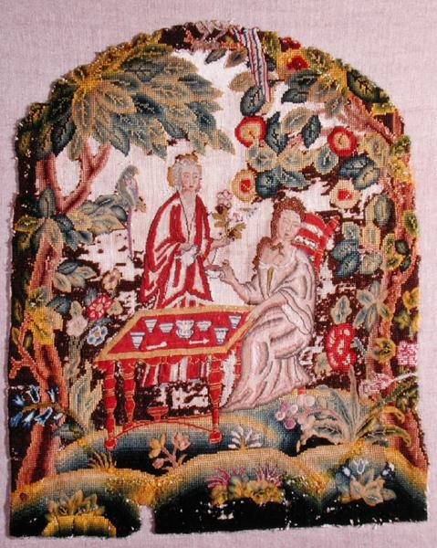 İşlemeli sandalye, c.1700 (tuval üzerine yün ve ipek) by English School