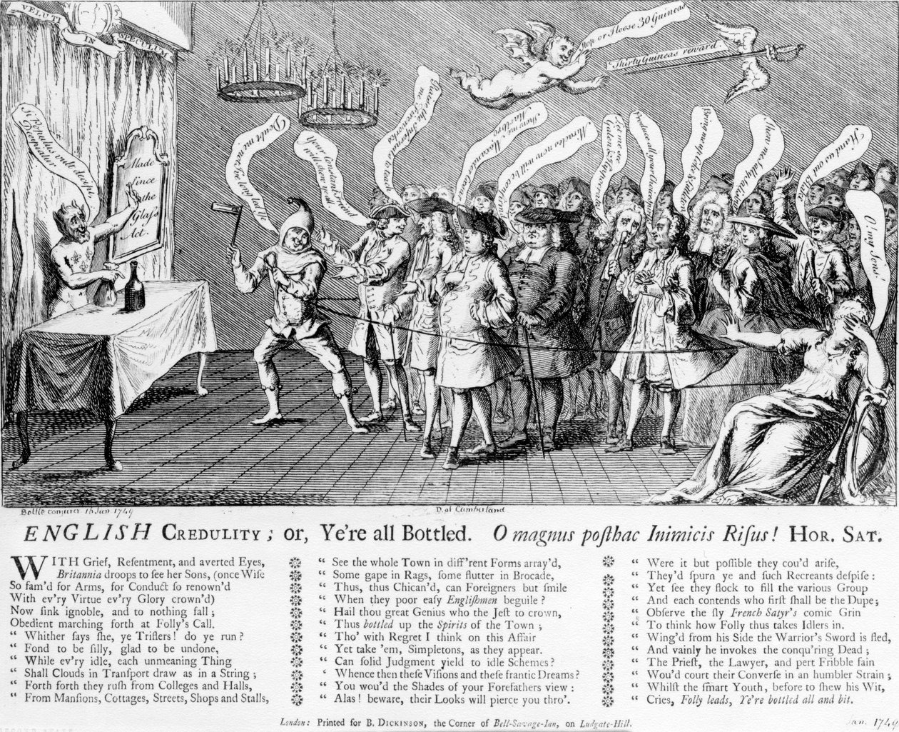English Credulity veya Yere all Bottled, 1749 by English School