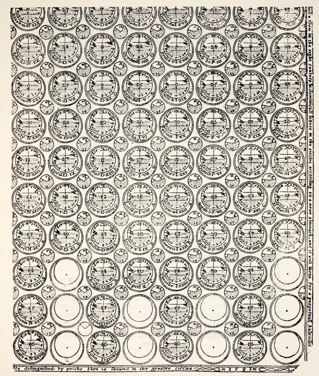 Gravür Almanack, 1591 (Bagford kopyası) by English School