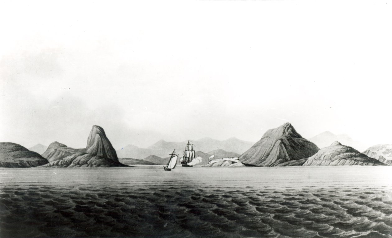 Rio de Janeiro Limanı Girişi (bw print) by English School