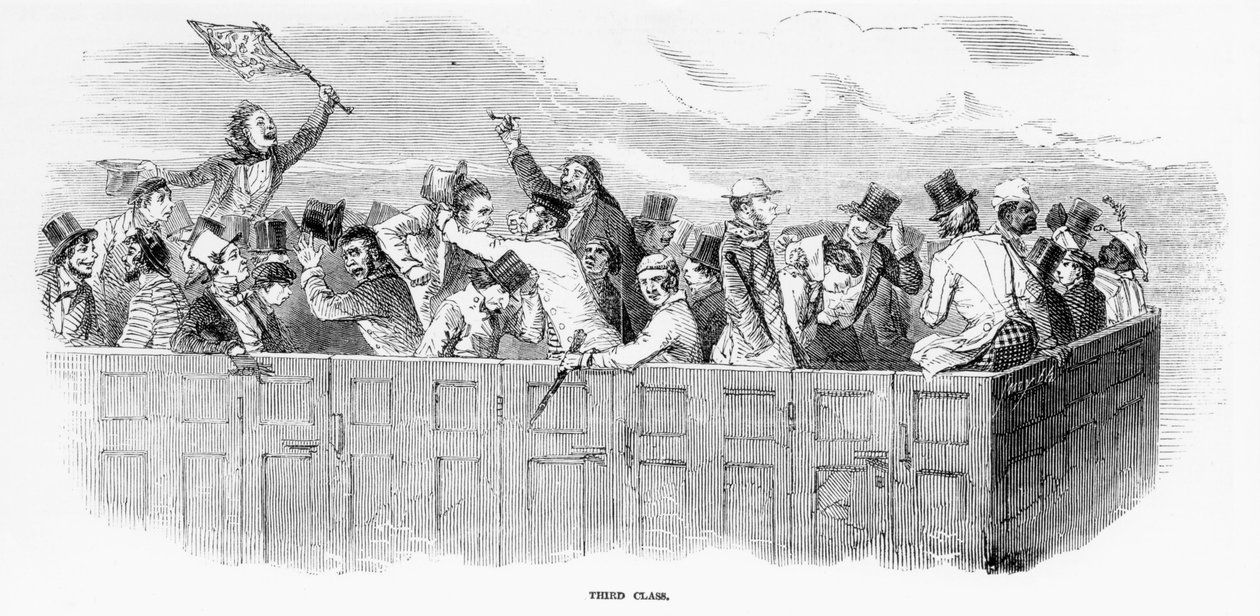 Epson Races 1847: Demiryolu - Üçüncü Sınıf (gravür) by English School