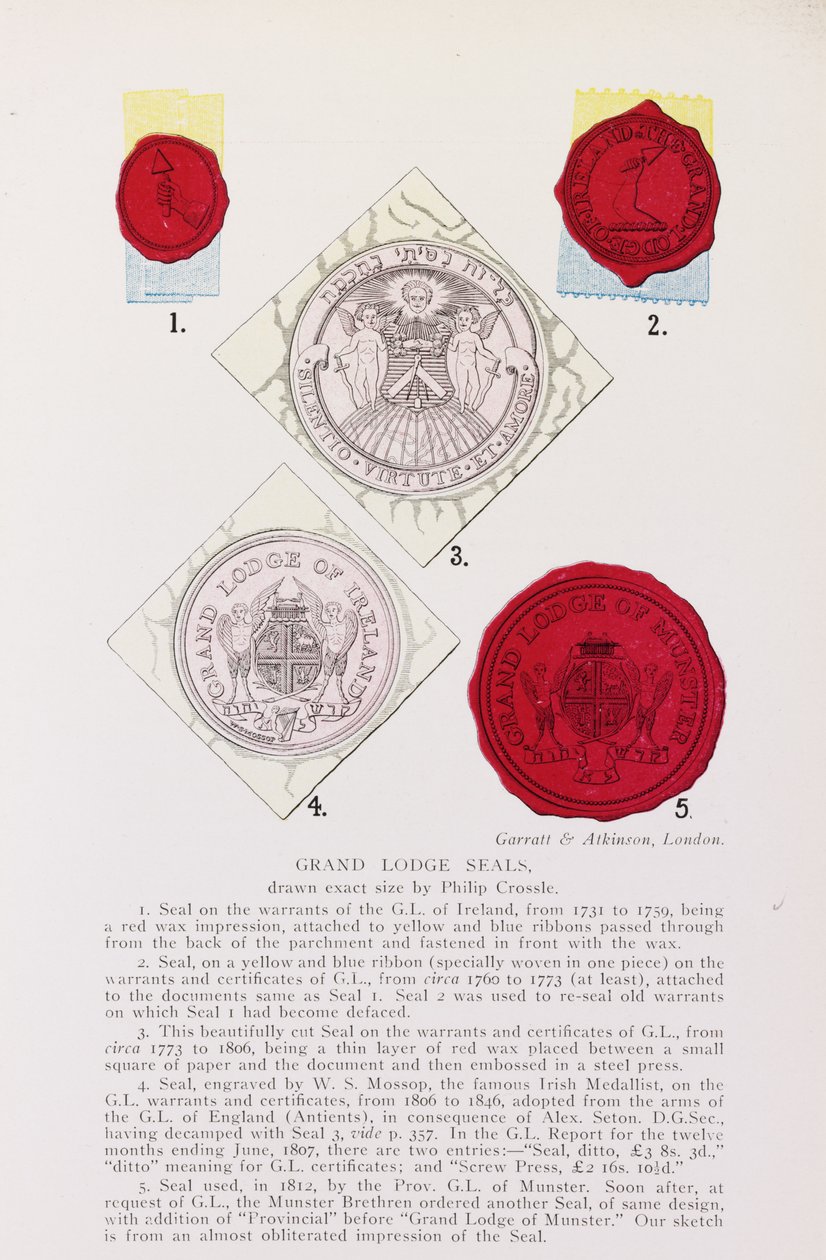 İngiliz ve İrlanda Grand Lodge mühür örnekleri by English School
