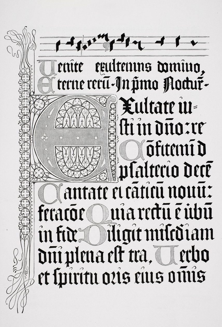 Johann Fust ve Petrus Schoiffer tarafından basılan bir Mezmurdan bir sayfanın tıpkıbasımı, Mainz, 1459 by English School