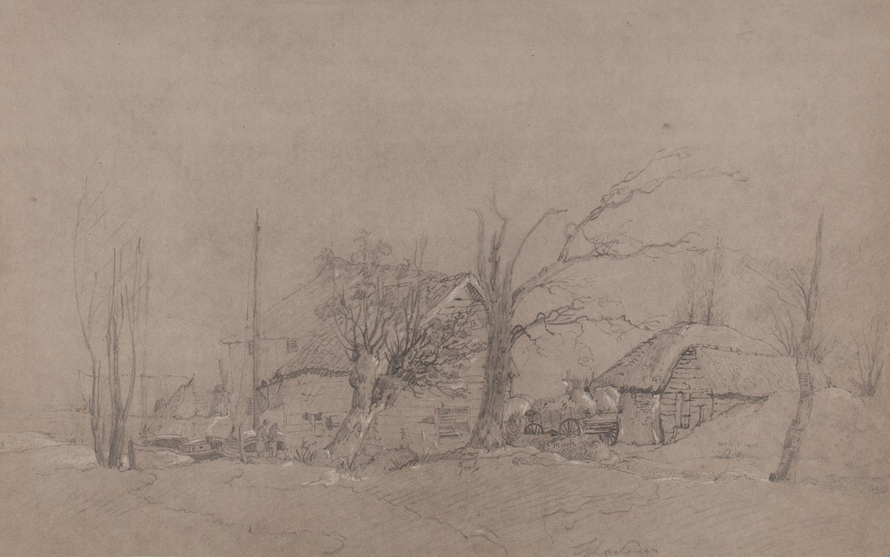 Nehir kıyısındaki çiftlik binaları, 1840 dolayları by English School