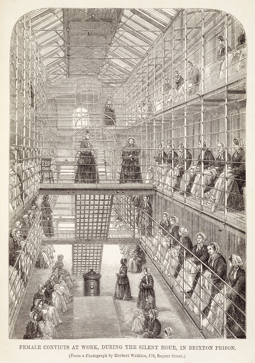 Brixton Hapishanesinde Sessiz Saatte İş Başında Kadın Hükümlüler, Henry Mayhew (1812-87) ve John Binny, 1860 tarafından yazılan The Criminal Prisons of London ve Prison Life Scenes of Brixton Hapishanelerinden by English School