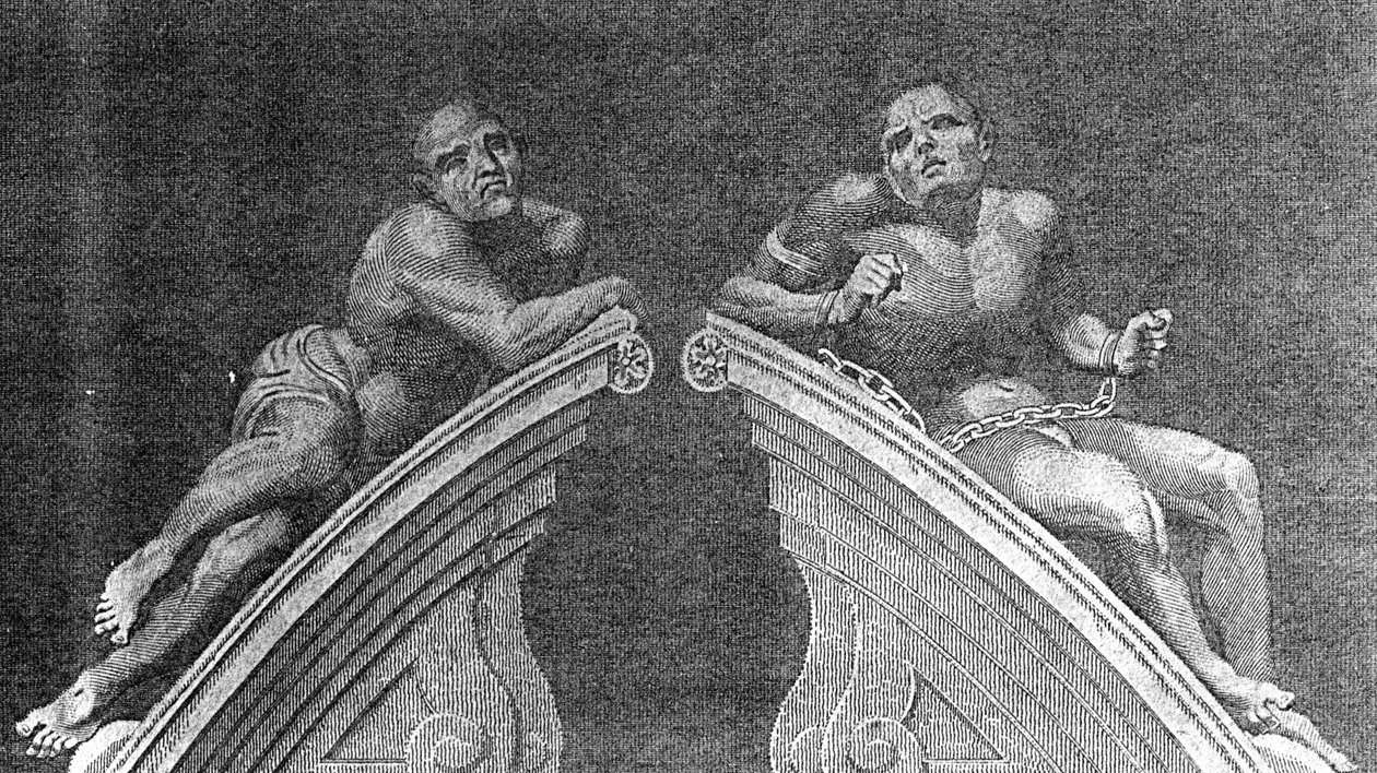 A. Birrell tarafından Lamberts History of London için oyulmuş Bethlehem Hastanesi Geçidi üzerindeki figürler, 1805 by English School