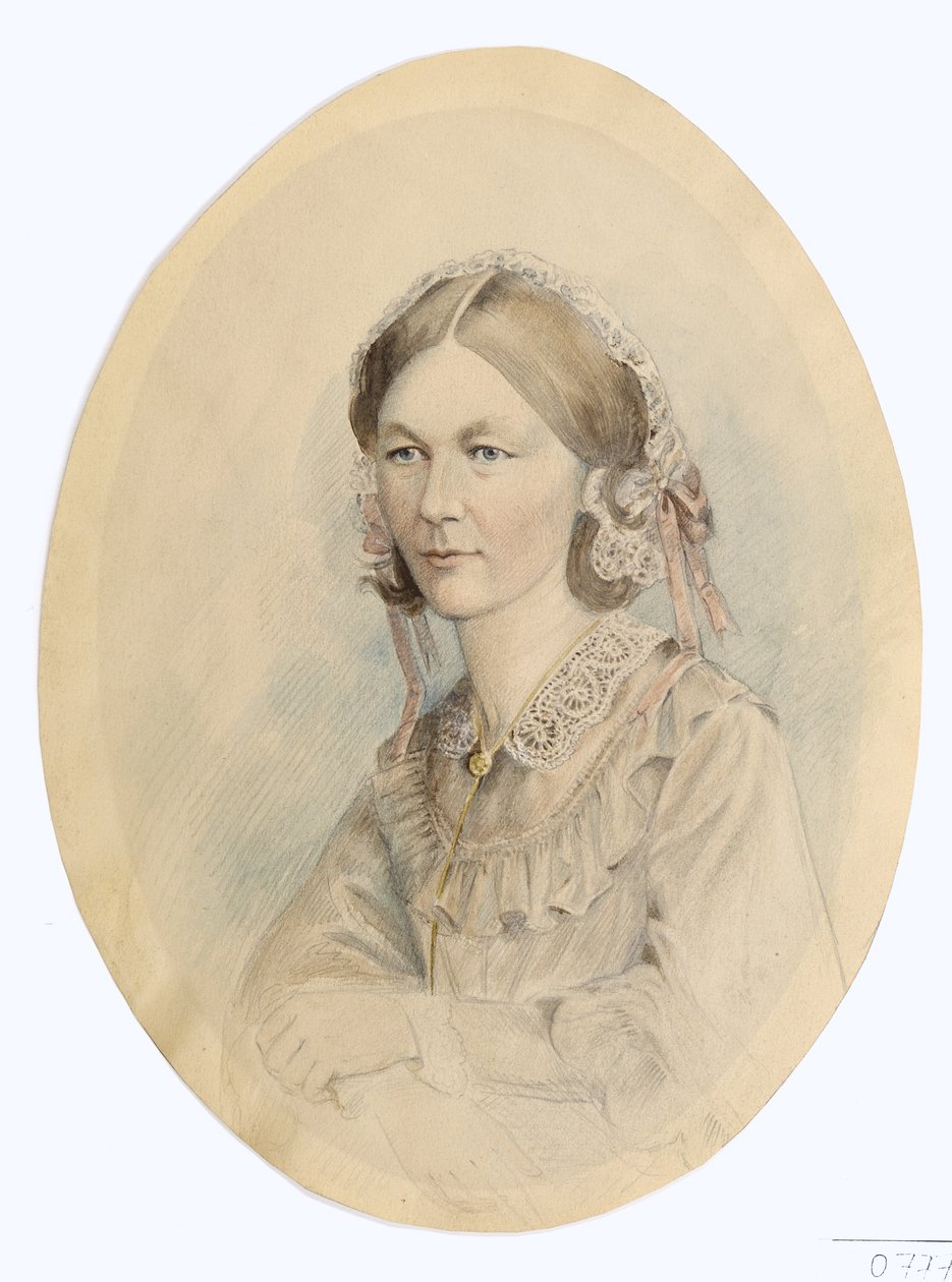 Florence Nightingale, Lenthall tarafından çekilen bir fotoğraftan sonra, 1956 (kalem ve kağıt üzerinde yıkama) by English School