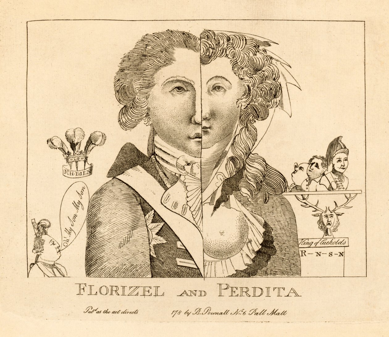 Florizel ve Perdita, pub. c.1783 (gravür) by English School