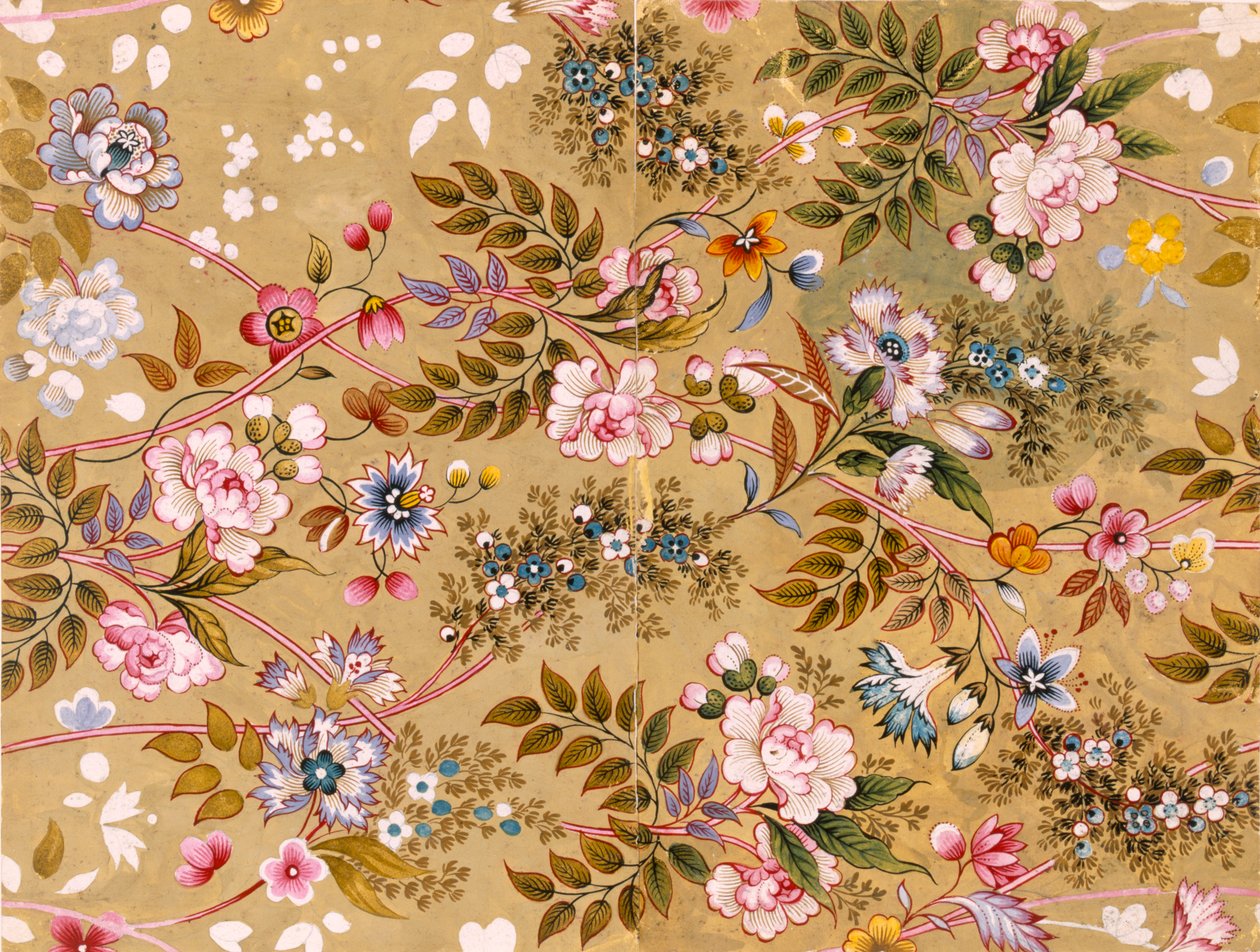 Çiçekli Tekstil Tasarımı, muhtemelen William Kilburn (1745-1818) tarafından by English School