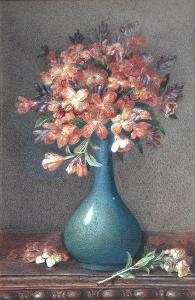 Mavi Vazoda Çiçekler, 1870 dolayları (kağıt üzerine suluboya) by English School