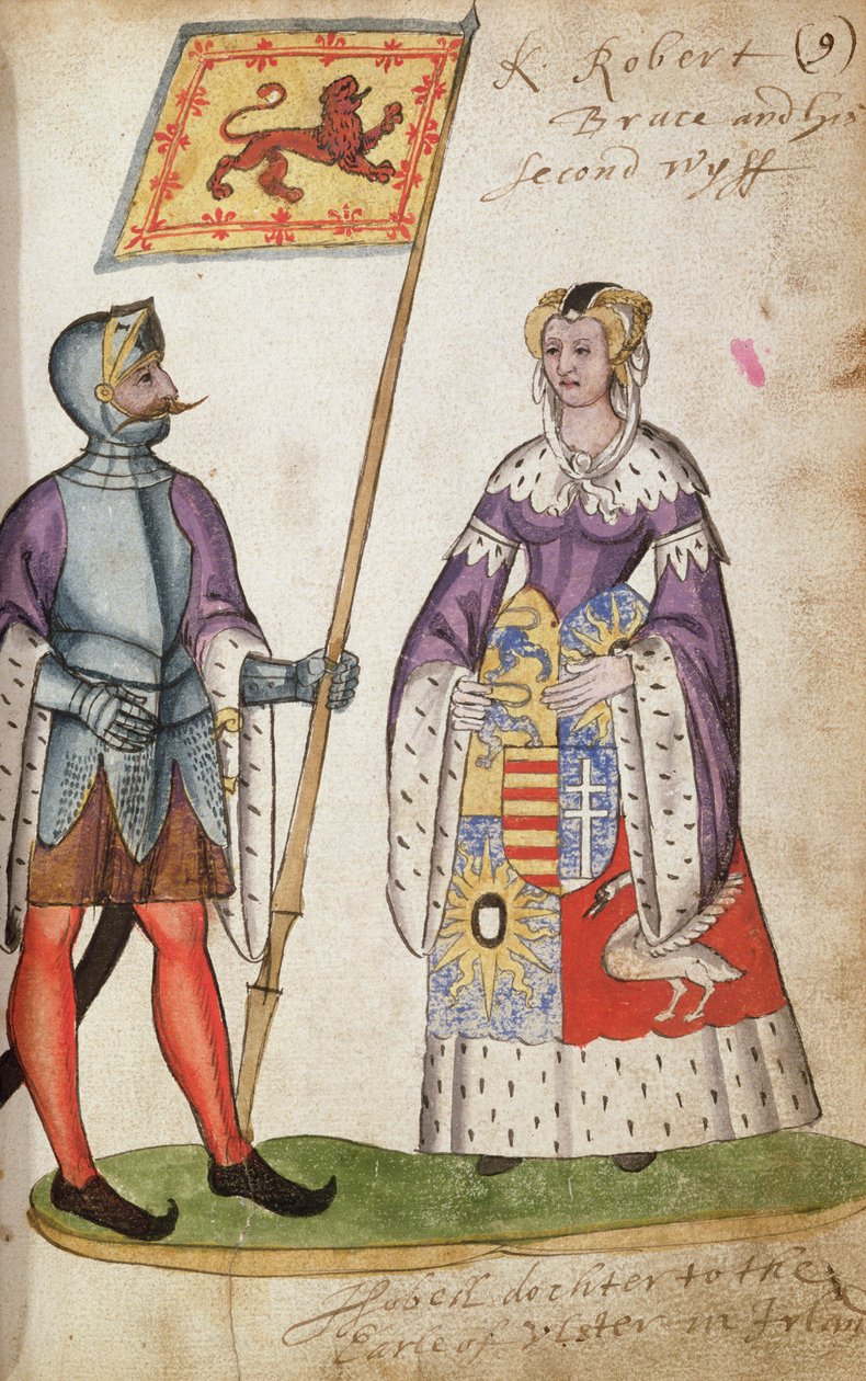 Fol.9 Robert Bruce ve ikinci karısı Elizabeth de Burgh, Seton Armorial