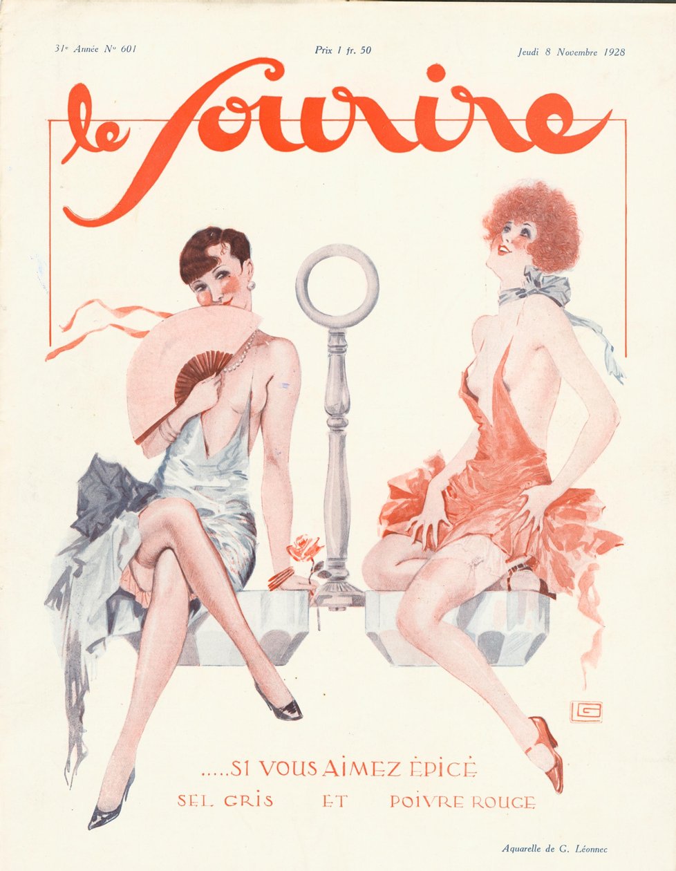 'Le Sourire' ön kapağı, Kasım 1928 (renkli taş baskı) by English School