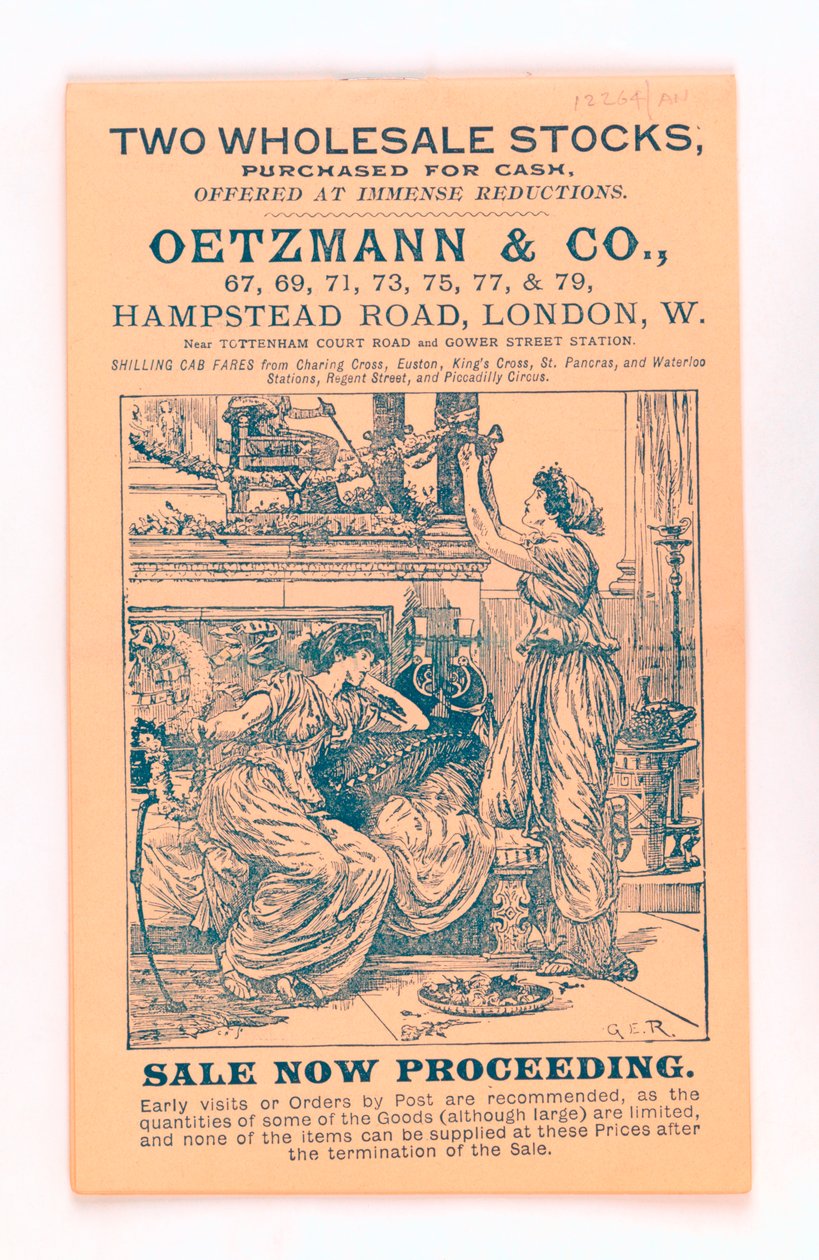 Bir Oetzmann & Co. kataloğundan ön kapak, c.1885-90 (baskı) by English School