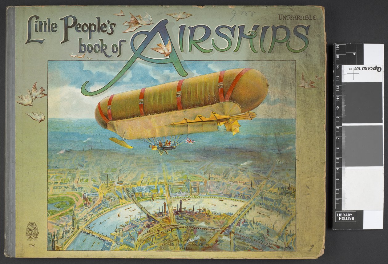 Bir hava gemisini gösteren ön kapak. Küçük insanların hava gemileri kitabı. Londra : Ernest Nister, [1912] by English School