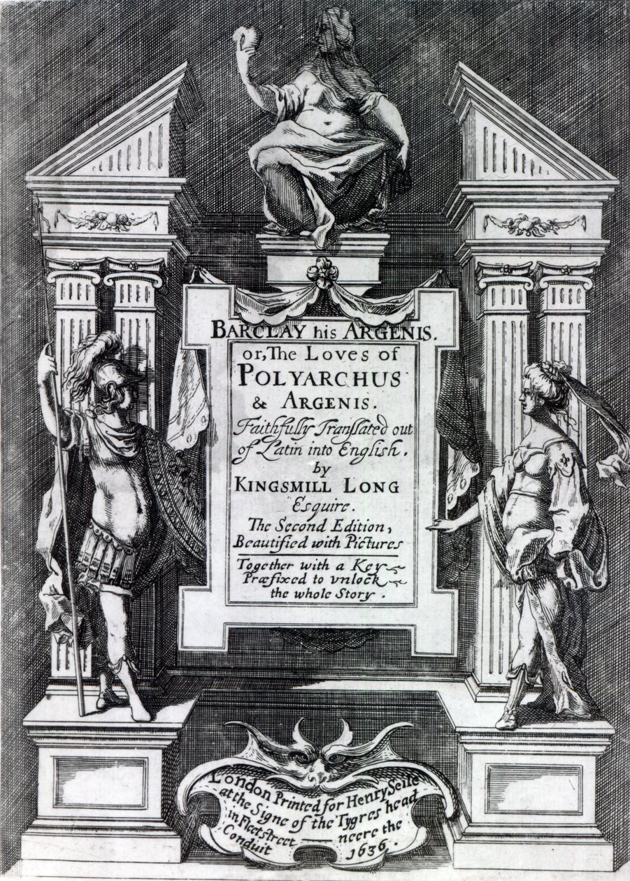 Argenis için ön yazı, John Barclay, ikinci İngilizce baskı, 1636 by English School