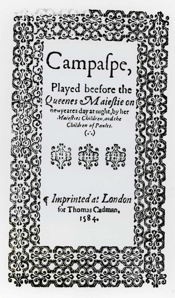 John Lyly (c.1554-1606) 1584 tarafından Campaspe