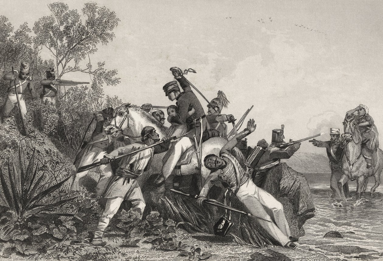 İsyancılar tarafından saldırıya uğrayan kaçak İngiliz subaylar ve aileleri, 1858