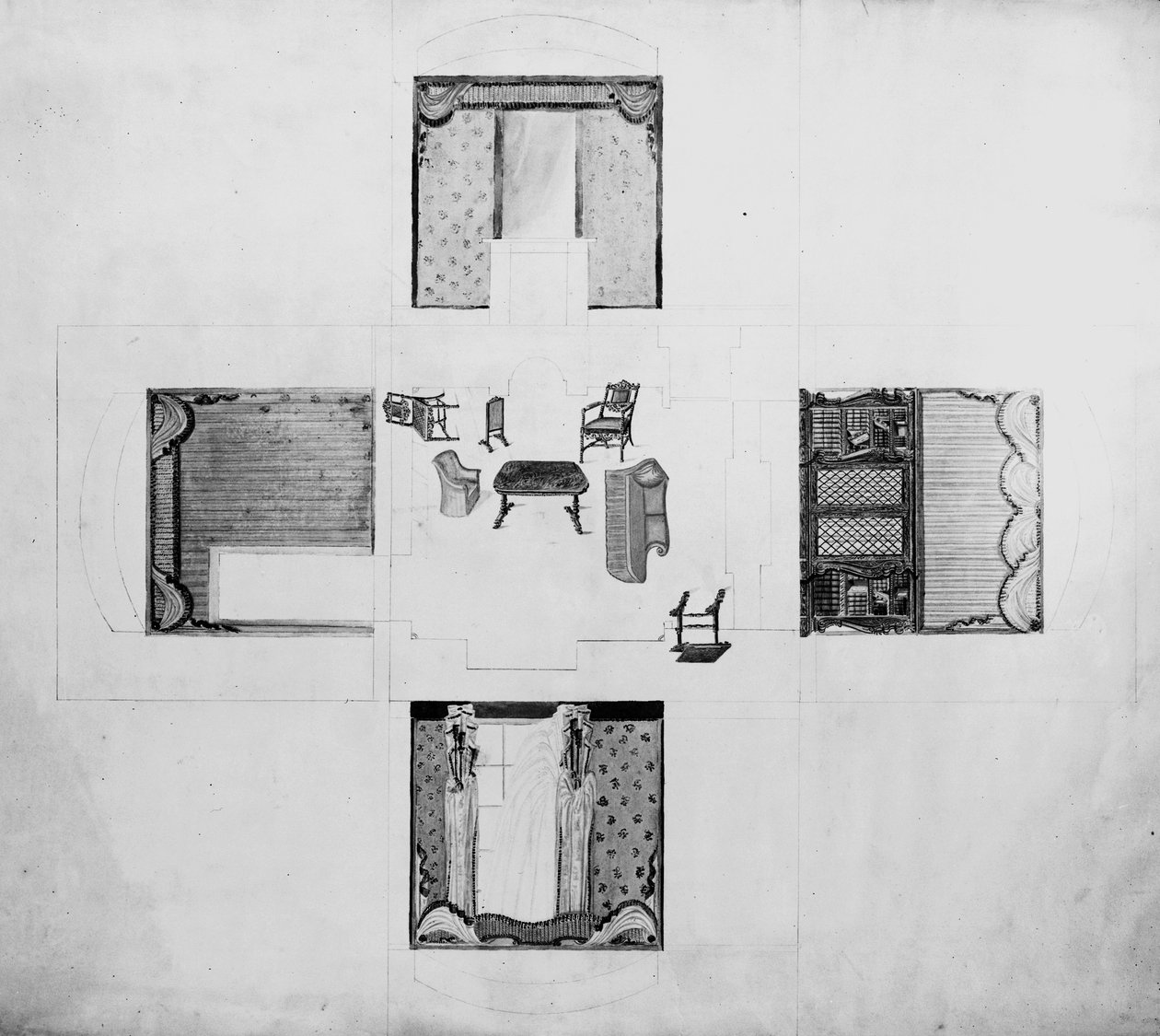Küçük bir misafir odası için mobilyalar, Gillows and Co, 1822 by English School