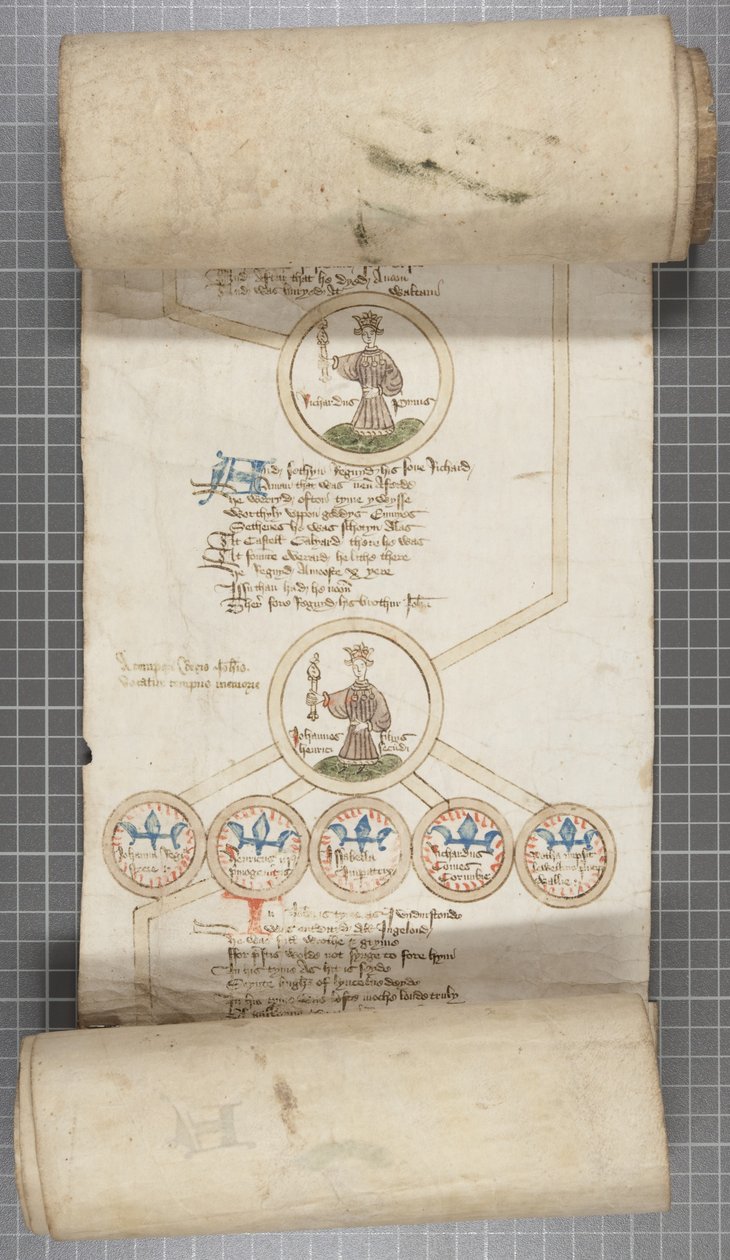 İngiltere krallarının soy kütüğü, c.1440-79 (parşömen üzerine kalem ve mürekkep) by English School