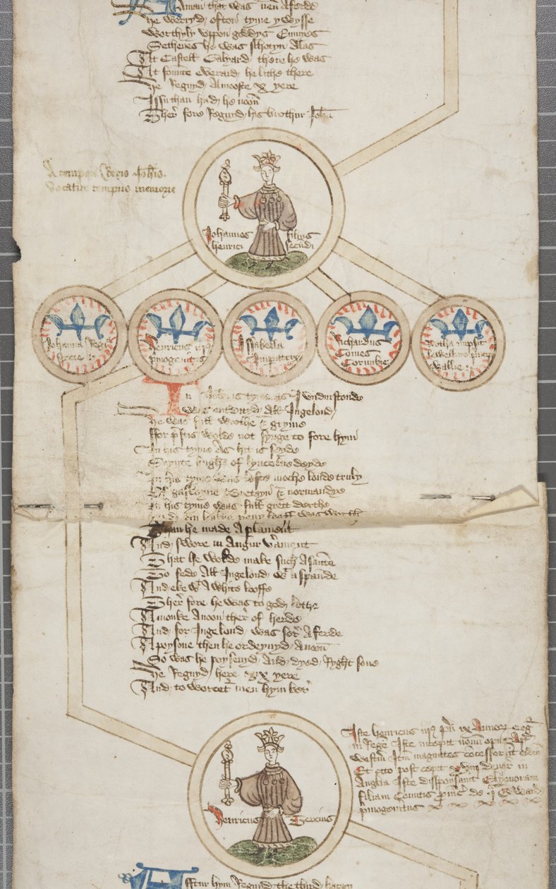 İngiltere krallarının soy kütüğü, c.1440-79 (parşömen üzerine kalem ve mürekkep) by English School