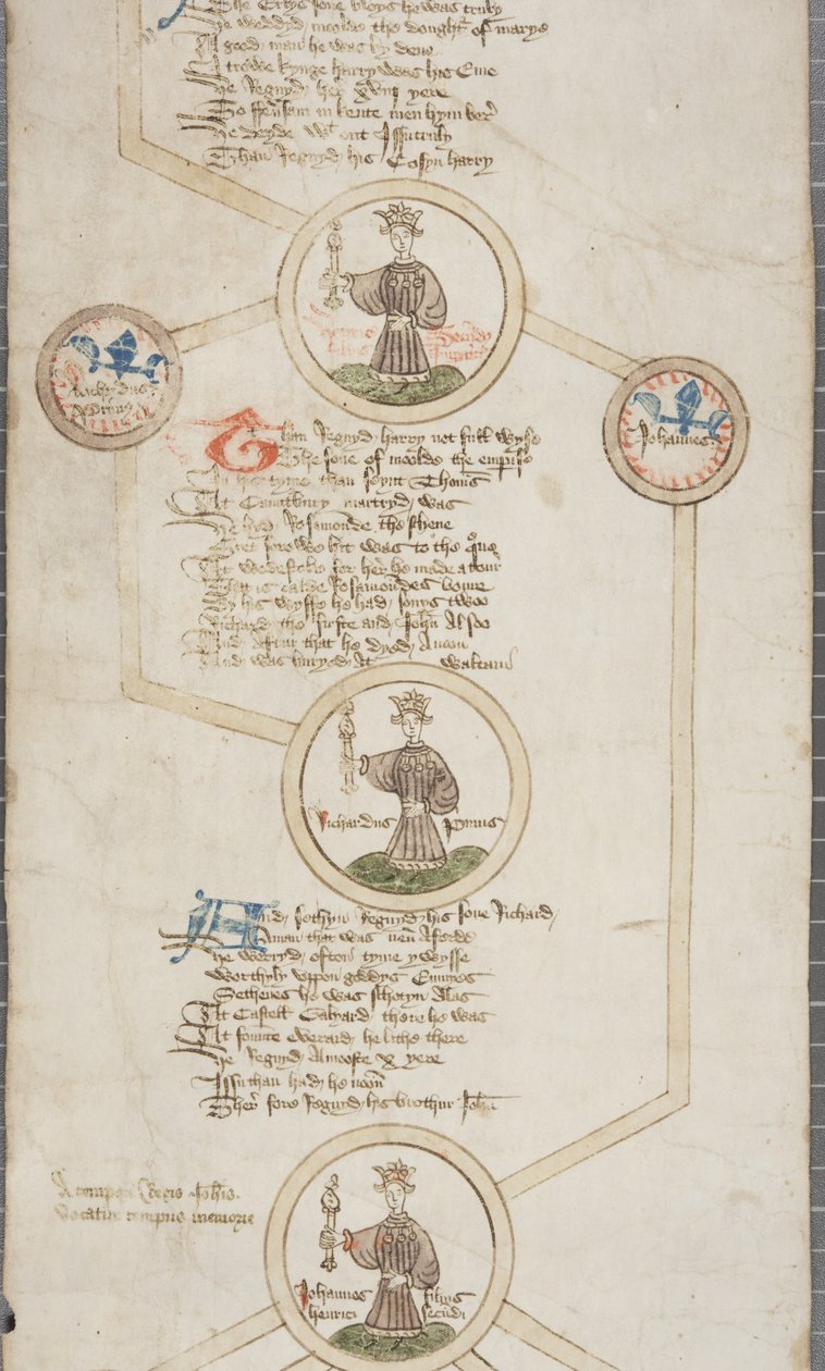 İngiltere krallarının soy kütüğü, c.1440-79 (parşömen üzerine kalem ve mürekkep) by English School