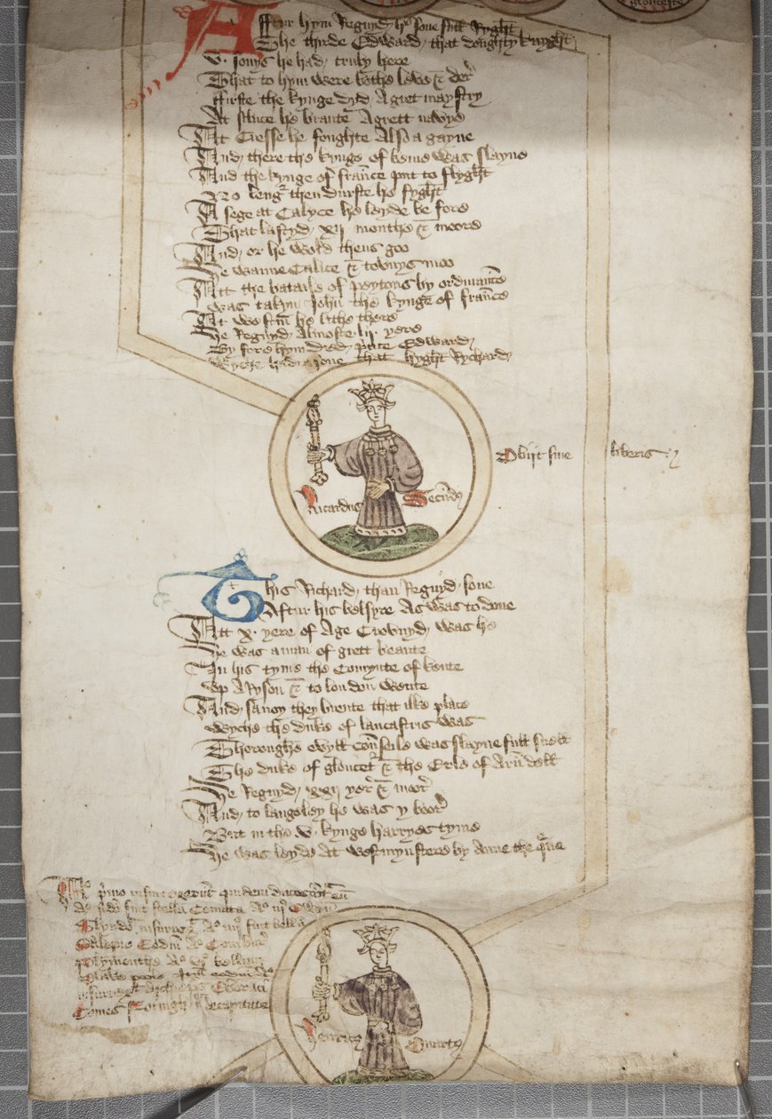 İngiltere krallarının soy kütüğü, c.1440-79 (parşömen üzerine kalem ve mürekkep) by English School