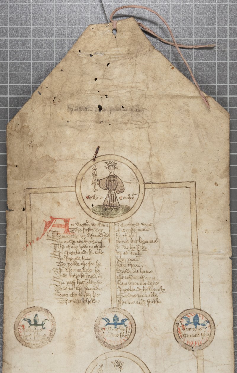 İngiltere krallarının soy kütüğü, c.1440-79 (parşömen üzerine kalem ve mürekkep) by English School
