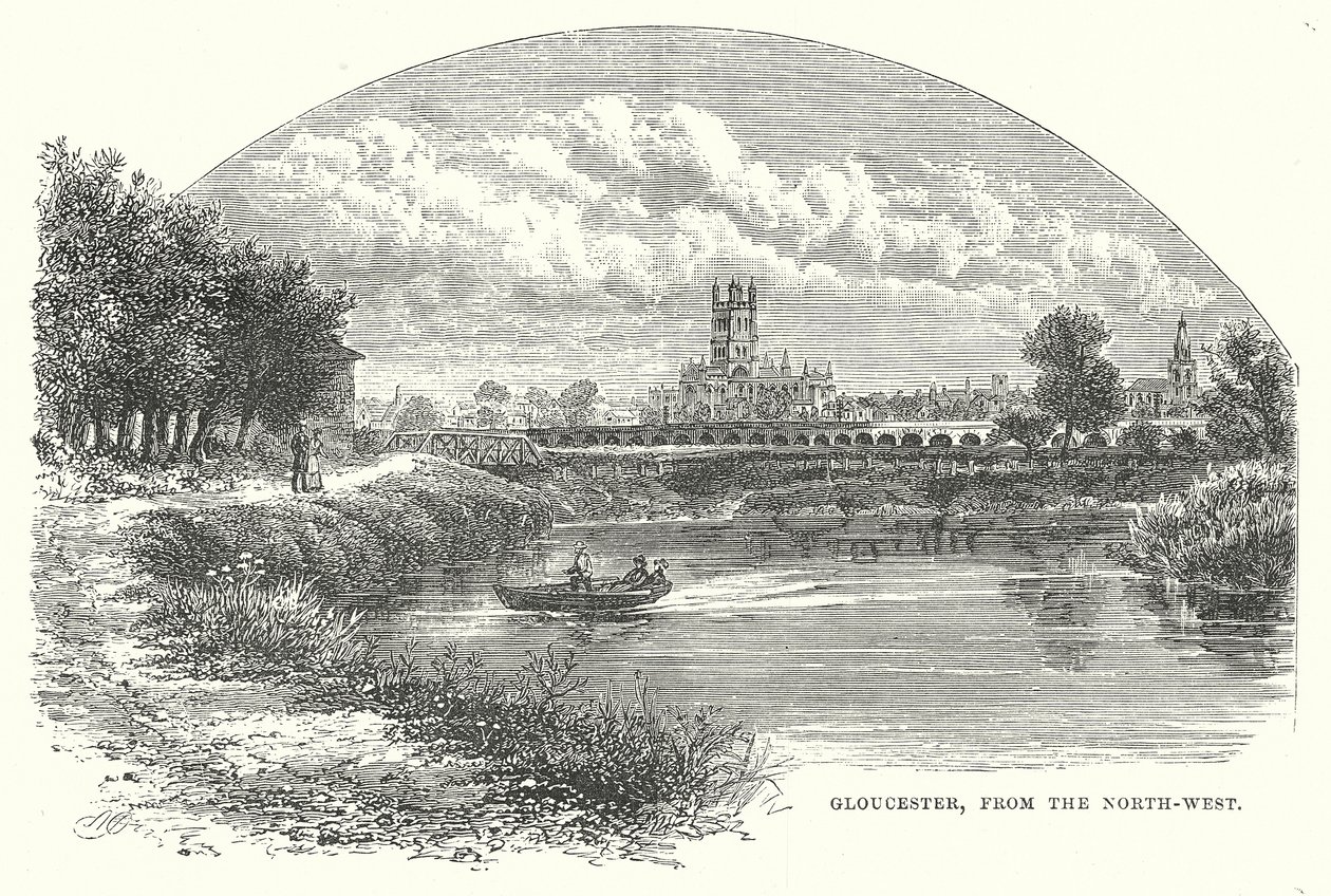 Gloucester, Kuzeybatıdan (gravür) by English School
