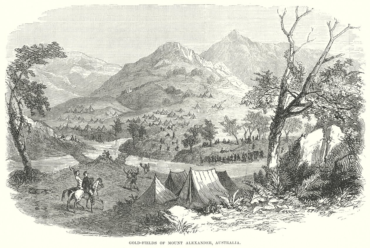 Avustralya, Alexander Dağı Altın Tarlaları (gravür) by English School
