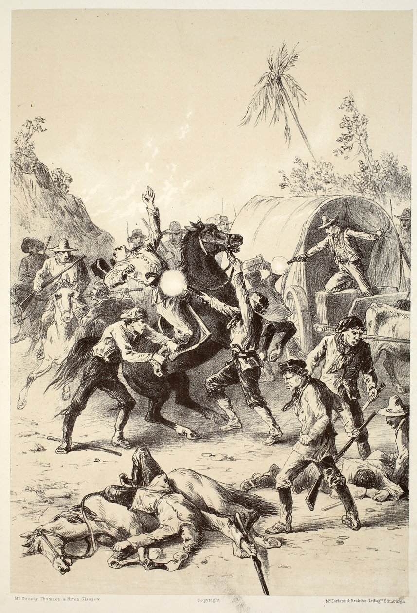 Altın eskort Bush Rangers tarafından saldırıya uğradı, David Blair, McGrady, Thomson ve Niven tarafından yazılan The History of Australasia, 1879 by English School