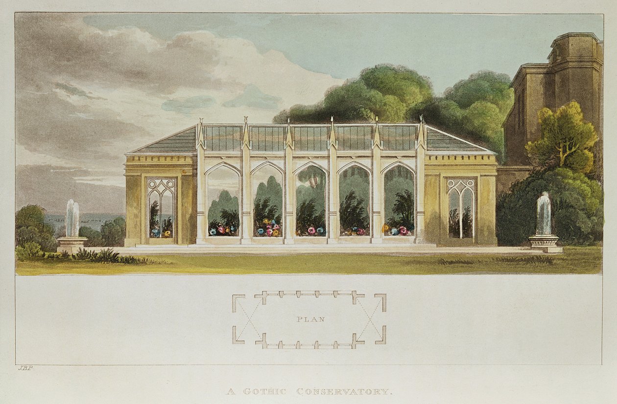 Gotik Konservatuarı, 1832 (renkli gravür) by English School