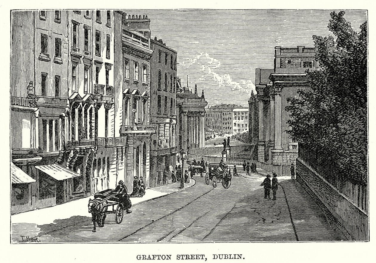 Grafton Caddesi, Dublin (gravür) by English School