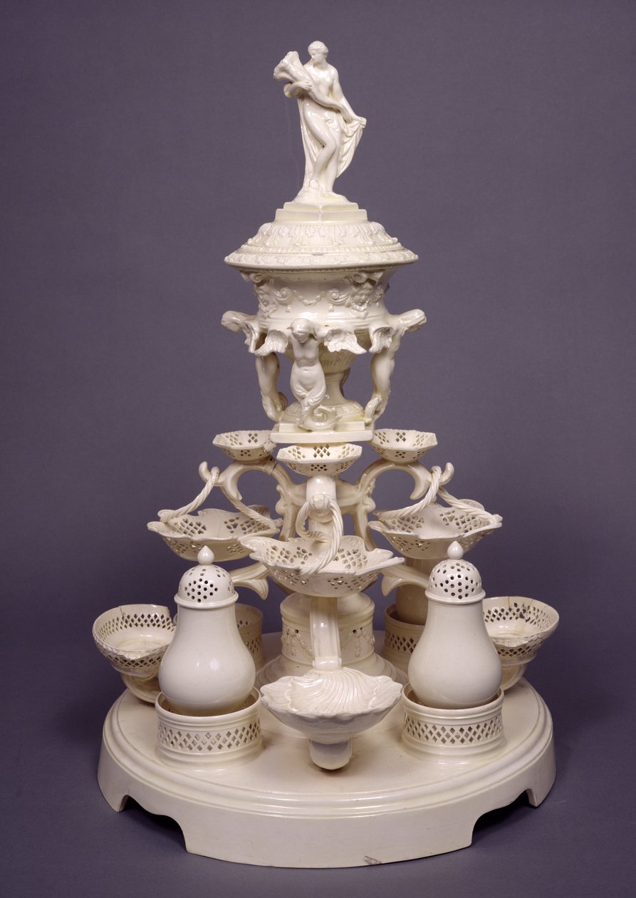 Grand Plat de Menage veya orta sehpa, Leeds Pottery, c.1780 (krema) by English School