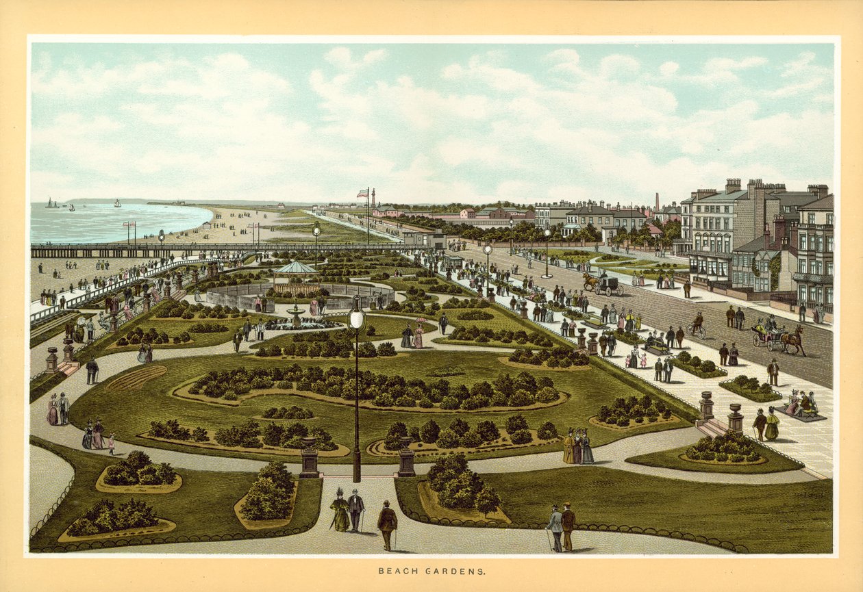 Great Yarmouth: Beach Gardens (renkli taş baskı) by English School