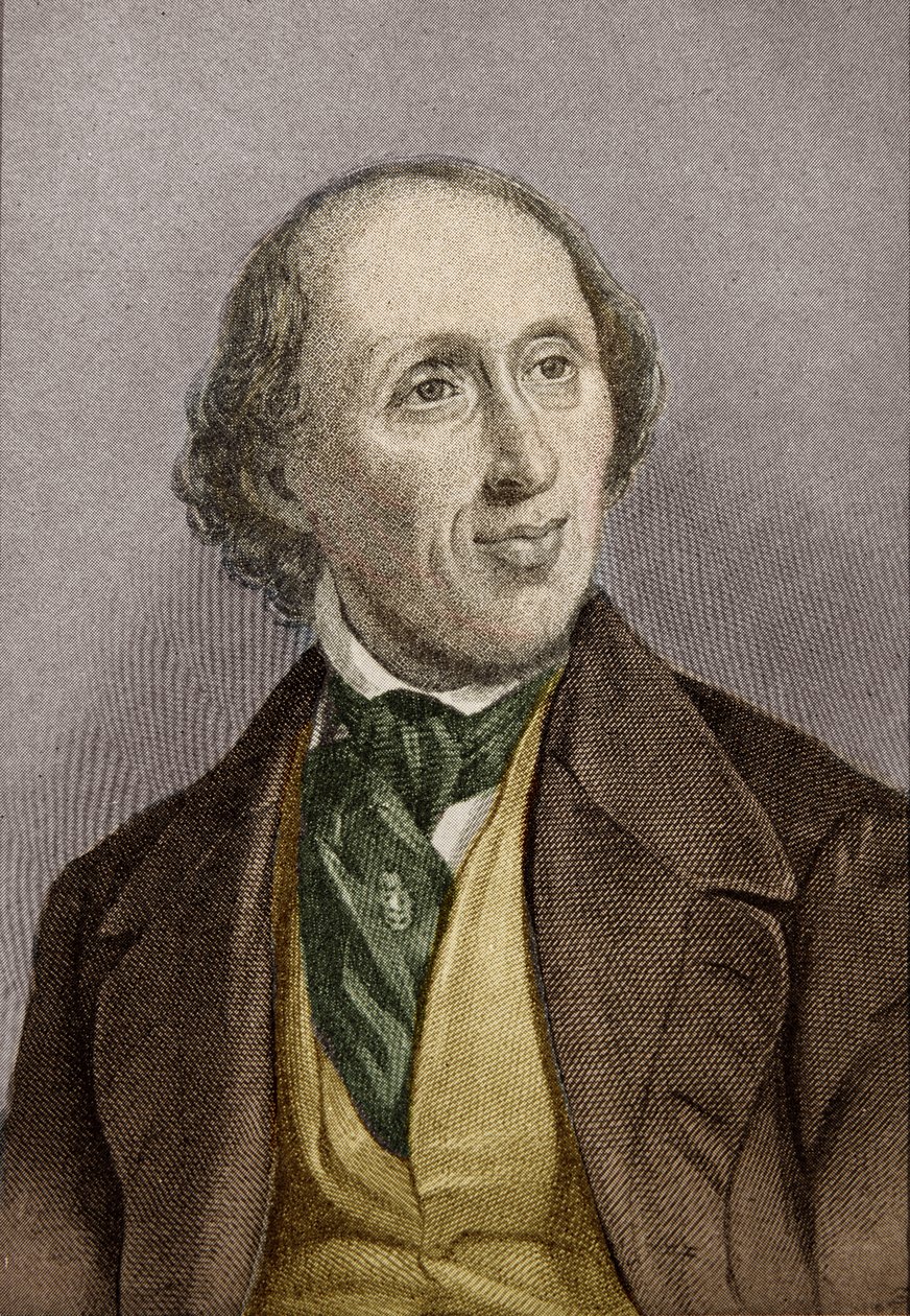 Hans Christian Andersen (1805-75) (daha sonra renklendirme) by English School