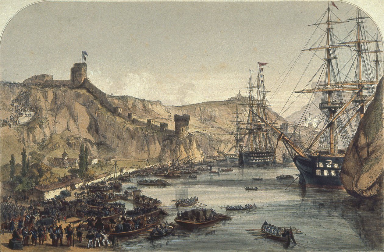 Harbour of Balaklava looking toward the Black Sea, 1859 by English School